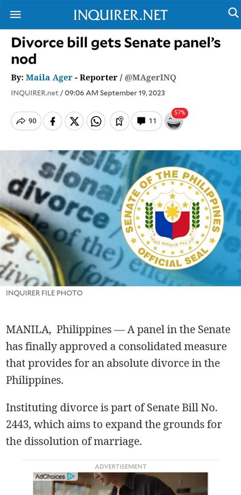 Divorce Bill Gets Senate Panel Nod In The Philippines .